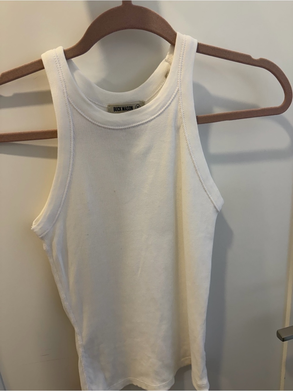 Buck Mason White Tank with Bra Strap Holders